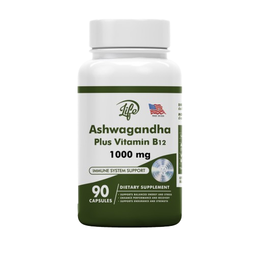 ASHAWAGANDA (GINSENG INDIO) + B12 X 90 CAPSULAS